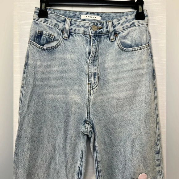 PacSun Light Blue Flower Graphic Boyfriend Jeans size 25 - Picture 8 of 15